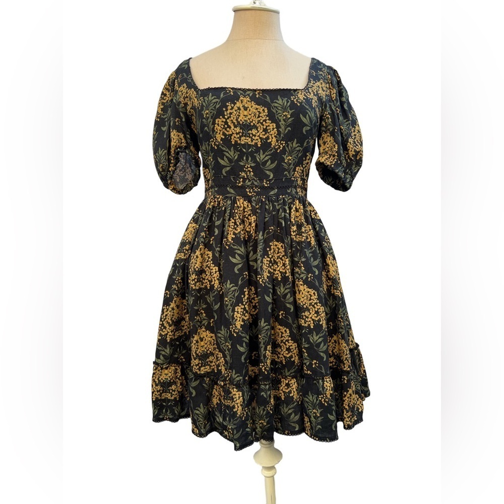 Agua Bendita Linen Pomelo Mini Dress Size Small